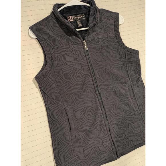 Straight Down Gray Fleece Vest Cozy Stylish Womens Medium 100% Polyester - Picture 3 of 8